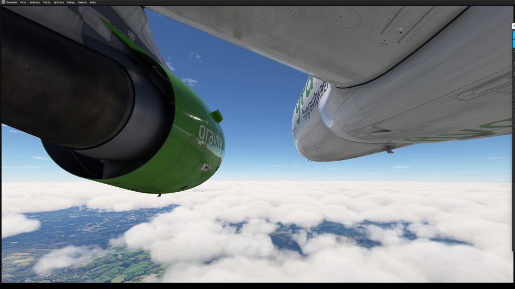 Fenix A320 im Steigflug über den Wolken